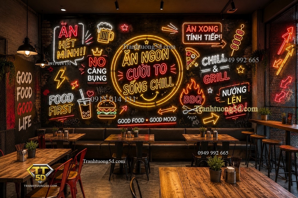 Tranh dán tường quán ăn Food Lab Neon – Bức Tường Ăn Uống Chất Lừ NEON16720261 Tranh dán tường quán ăn Food Lab Neon – Bức Tường Ăn Uống Chất Lừ NEON16720261