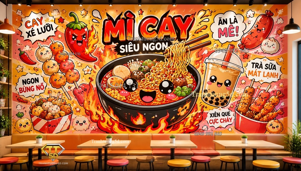 Tranh dán tường quán mỳ cay siêu ngon QA14720263 Tranh dán tường quán mỳ cay siêu ngon QA14720263