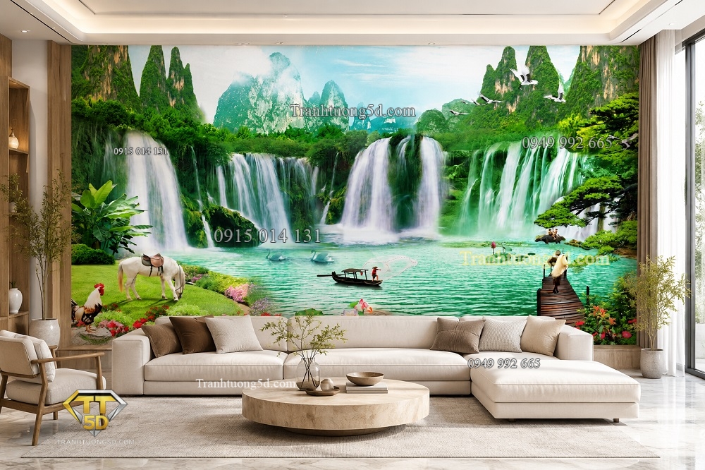 Tranh dán tường sơn thủy hữu tình hiện đại Tranh dán tường sơn thủy hữu tình hiện đại