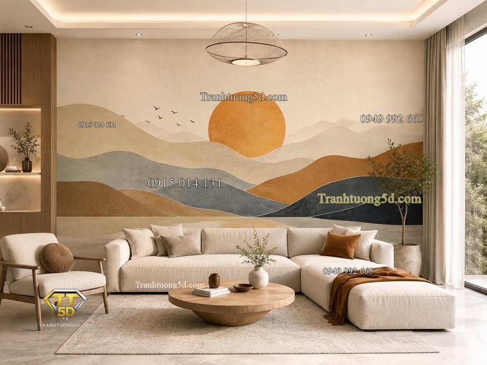 Tranh dán tường trừu tượng Bình Minh Bắc Âu – Scandinavian Abstract Landscape KL97202611