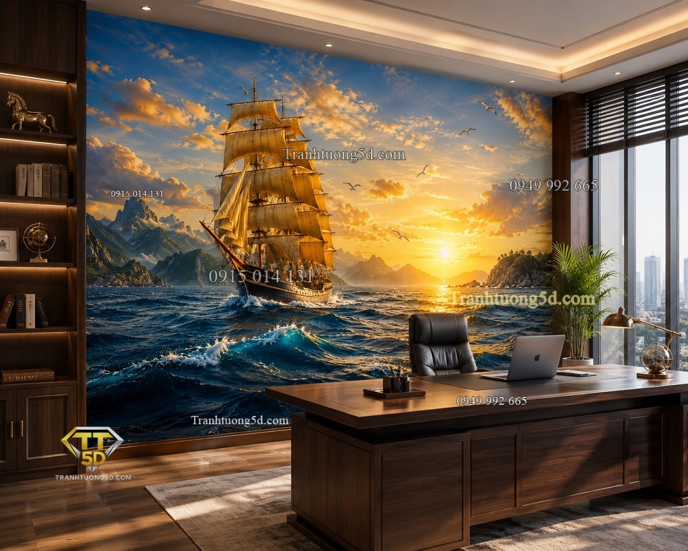 Tranh tường khổ lớn Thuận Buồm Xuôi Gió – Thuyền Vàng Vượt Sóng KL8720267 Tranh tường khổ lớn Thuận Buồm Xuôi Gió – Thuyền Vàng Vượt Sóng KL8720267