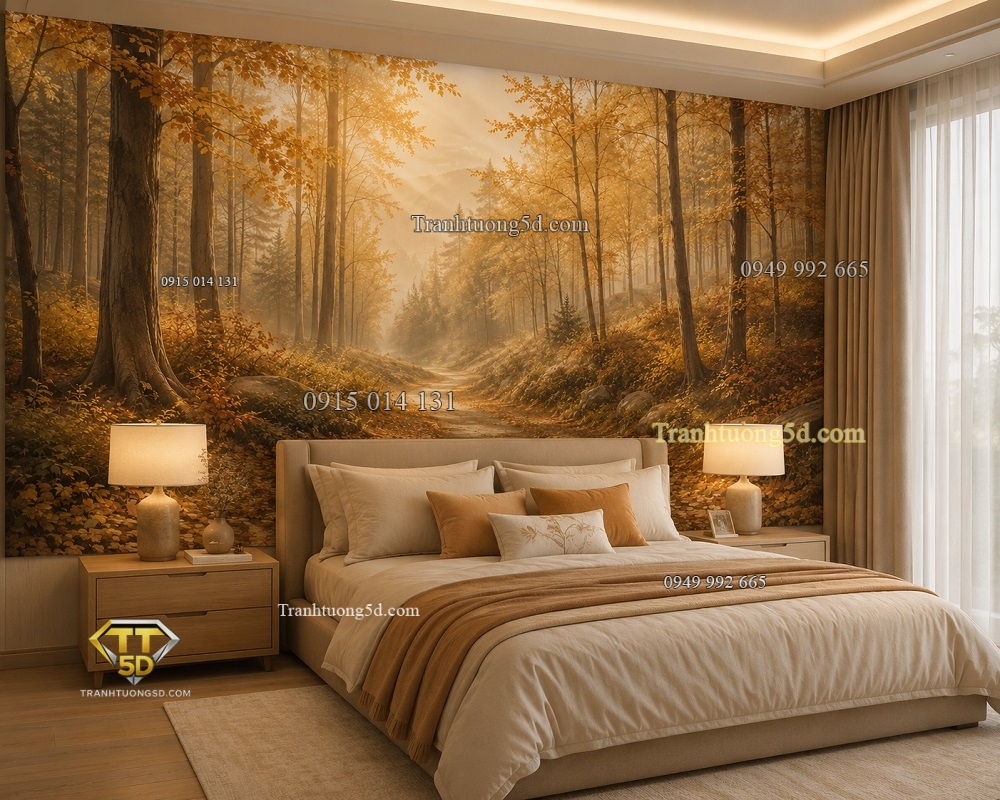 Tranh tường phòng ngủ khu rừng mùa thu với ánh nắng xuyên qua tán cây CC29720269 Tranh tường phòng ngủ khu rừng mùa thu với ánh nắng xuyên qua tán cây CC29720269