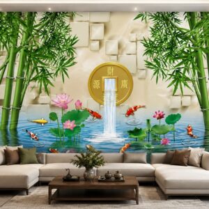 Tranh cửu ngư quần hội phát tài dán tường phòng khách 43731