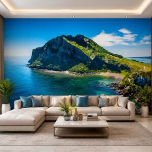 Tranh dán tường phong cảnh biển đảo xanh phòng khách st1577749696