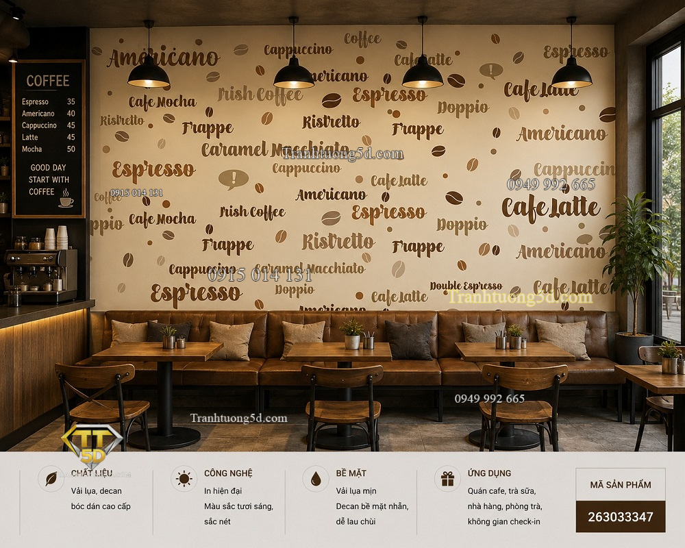 Tranh dán tường quán cafe chữ coffee americano espresso cappuccino 3d 263033347