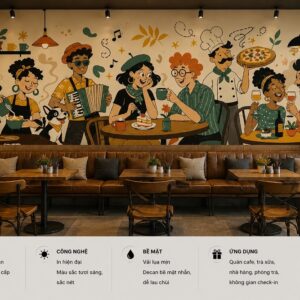 Tranh dán tường quán cafe minh họa hoạt hình không gian coffee ấm cúng 3d ab2072663840