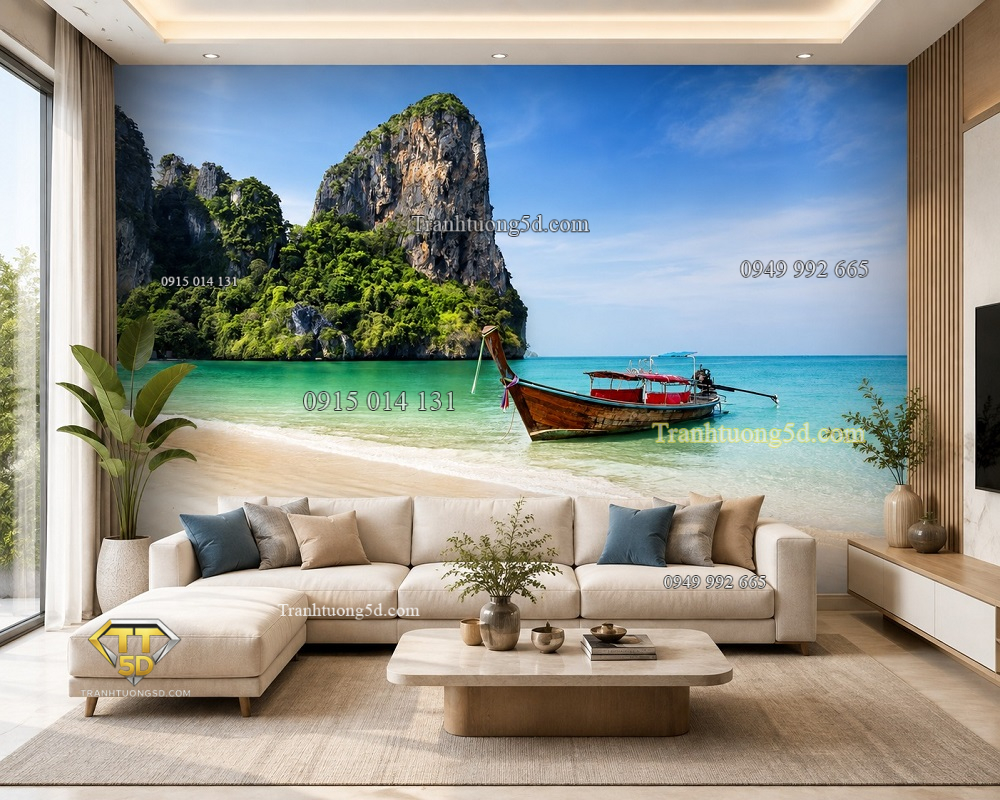 Tranh phong cảnh biển dán tường phòng khách st2740022483
