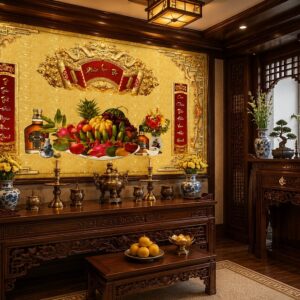 Tranh dán tường phòng thờ Phúc Lộc Thọ 44604