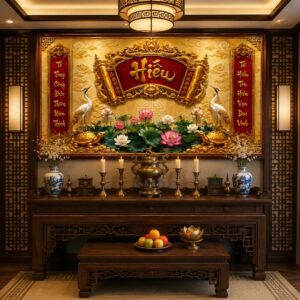 Tranh dán tường phòng thờ chữ Hiếu CD3820261