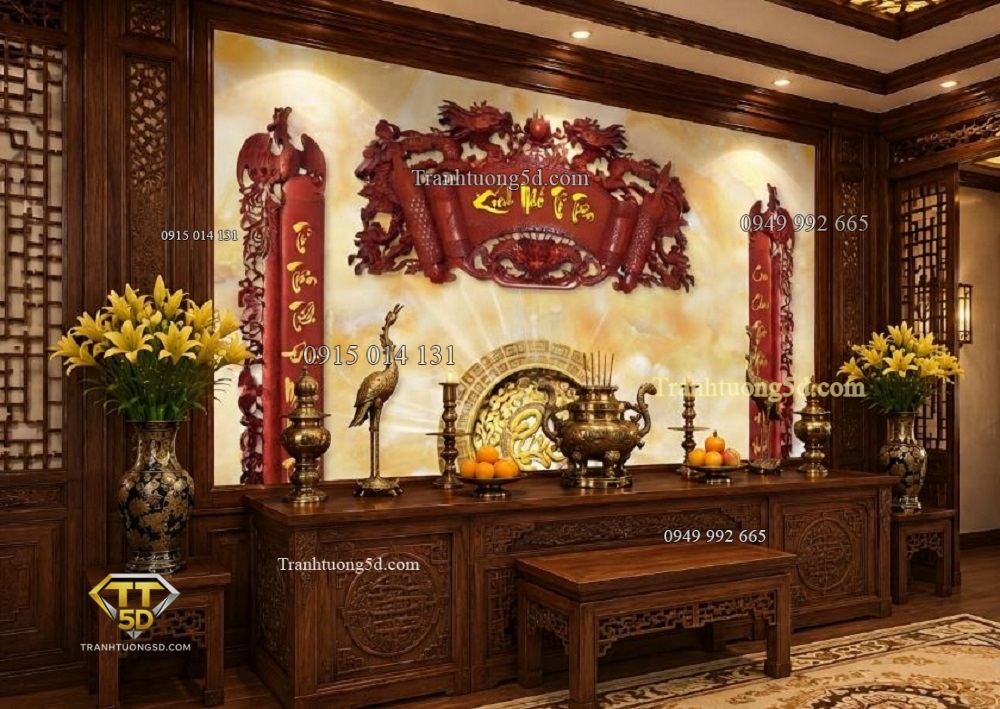 Tranh dán tường phòng thờ cuốn thư câu đối 44208 Tranh dán tường phòng thờ cuốn thư câu đối 44208