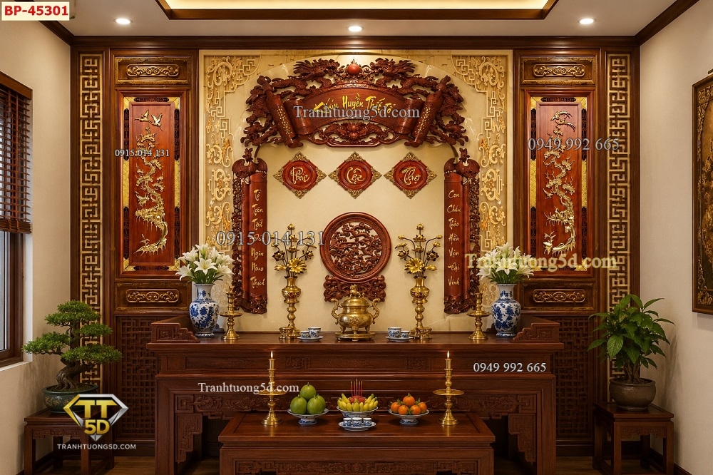 Tranh dán tường phòng thờ gia tiên 45301 Tranh dán tường phòng thờ gia tiên 45301