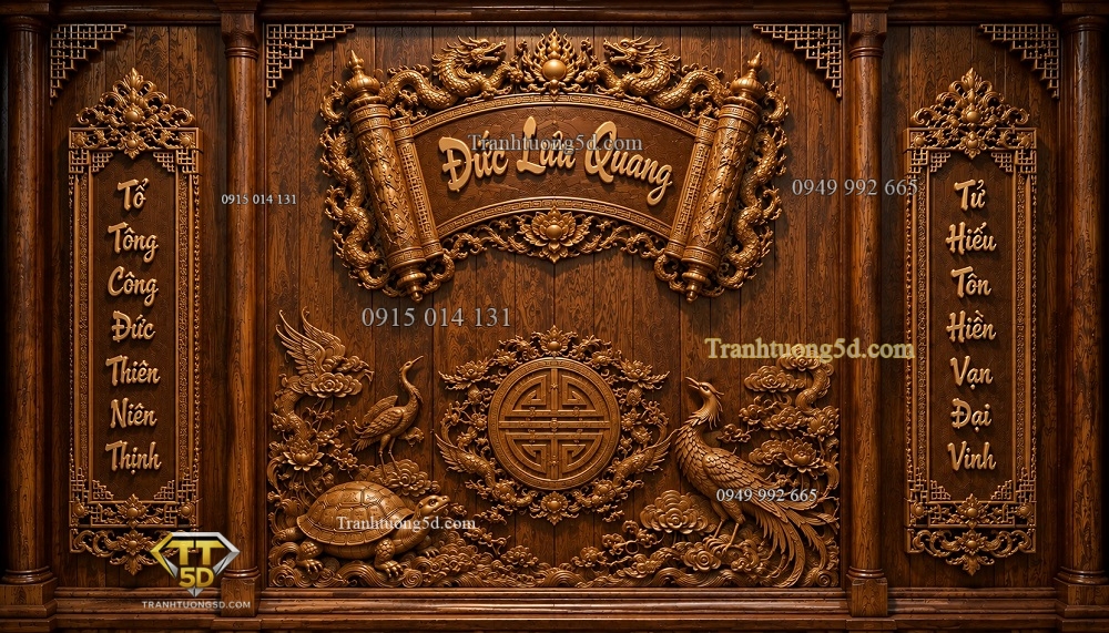 Tranh phòng thờ nền gỗ câu đối cuốn thư 3D CD3820264 Tranh phòng thờ nền gỗ câu đối cuốn thư 3D CD3820264