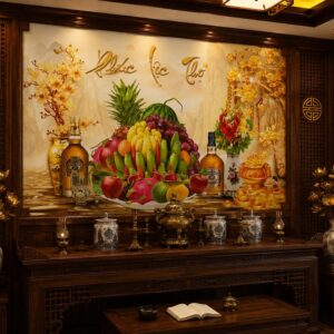 Tranh thờ ngũ quả Phúc lộc thọ 53459
