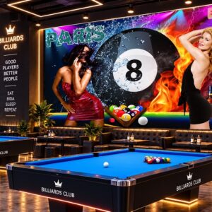 Tranh bida dán tường quán bida nữ paris phong cách neon 34937