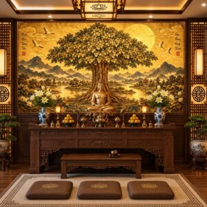 Tranh bồ đề trúc chỉ dán tường phòng thờ phật tcbd11720267