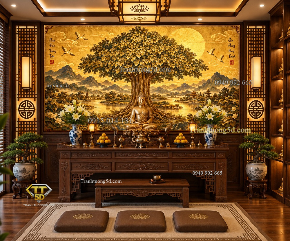 Tranh bồ đề trúc chỉ dán tường phòng thờ phật tcbd11720267