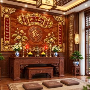 Tranh chữ phúc đức lưu quang dán tường phòng thờ pt239202610