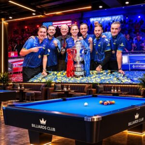 Tranh dán tường bida giải đấu billiards đội vô địch cúp 3d ấn tượng bida91120261