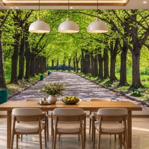 Tranh dán tường con đường hàng cây không gian phòng bếp ăn 00172