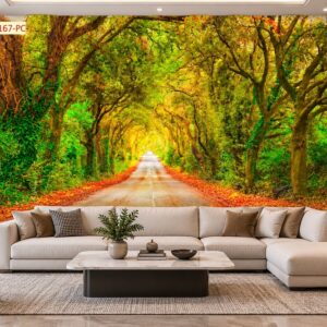 Tranh dán tường con đường hàng cây rừng xanh phong cảnh phòng khách 00167