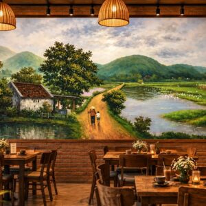 Tranh dán tường phong cảnh đồng quê việt nam cho quán cafe dq4920267
