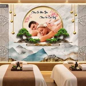 Tranh dán tường spa chăm sóc bản thân massage phong cảnh sơn thủy á đông lb201518