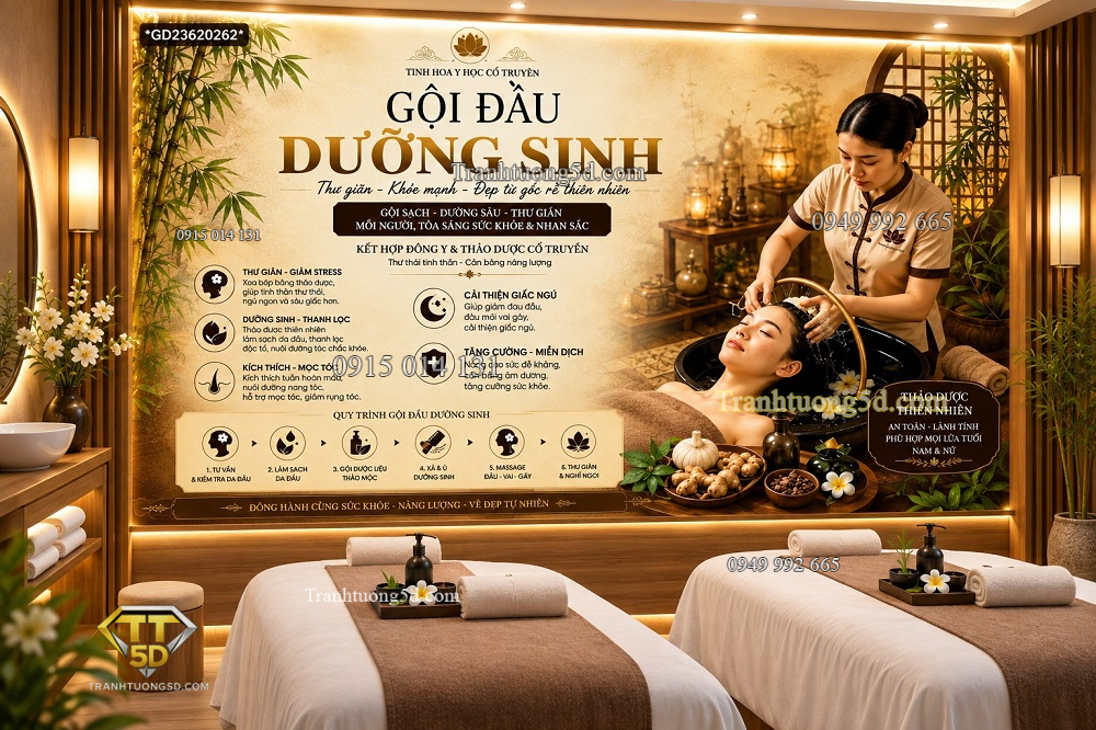 Tranh dán tường spa gội đầu dưỡng sinh thảo dược y học cổ truyền gd23620262
