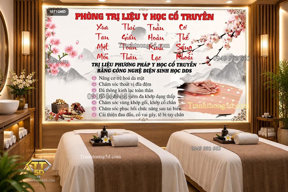 Tranh dán tường spa phòng trị liệu y học cổ truyền chăm sóc sức khỏe 1071gmd
