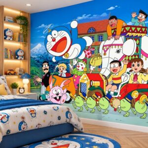 Tranh dán tường trẻ em doraemon phiêu lưu cùng bạn bè phòng bé doraemon20262