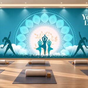 Tranh dán tường yoga mandala xanh thiền định phòng tập yoga ab842992512