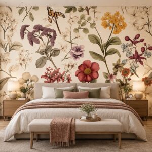 Tranh lá cây hoa nghệ thuật vintage dán tường phòng ngủ ab635896273