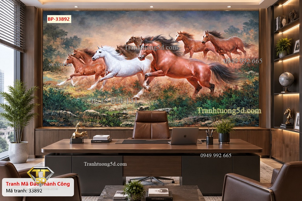 Tranh mã đáo thành công dán tường phòng làm việc bát mã phi nước đại đồng cỏ 33892