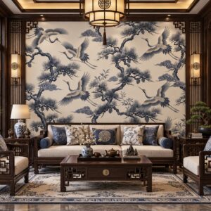 Tranh tùng hạc diên niên dán tường phòng khách trung hoa ab2049683873