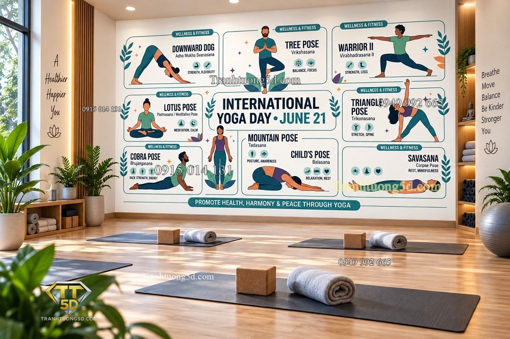 Tranh yoga dán tường các tư thế yoga international yoga day phòng tập yoga ab2053988918