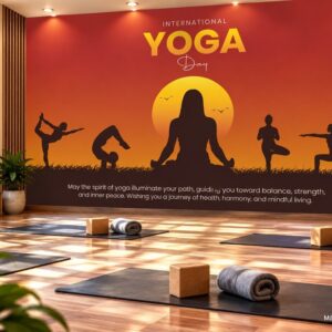 Tranh yoga dán tường international yoga day bình minh thiền định ab1451615678
