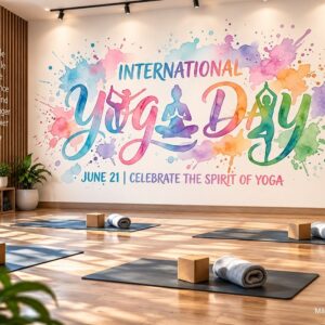 Tranh yoga dán tường international yoga day màu nước nhiều tư thế yoga ab2049536551