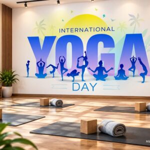 Tranh yoga dán tường international yoga day nhiều tư thế yoga năng động phòng tập yoga ab509482577