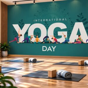 Tranh yoga dán tường international yoga day nhiều tư thế yoga phòng tập hiện đại ab438665751