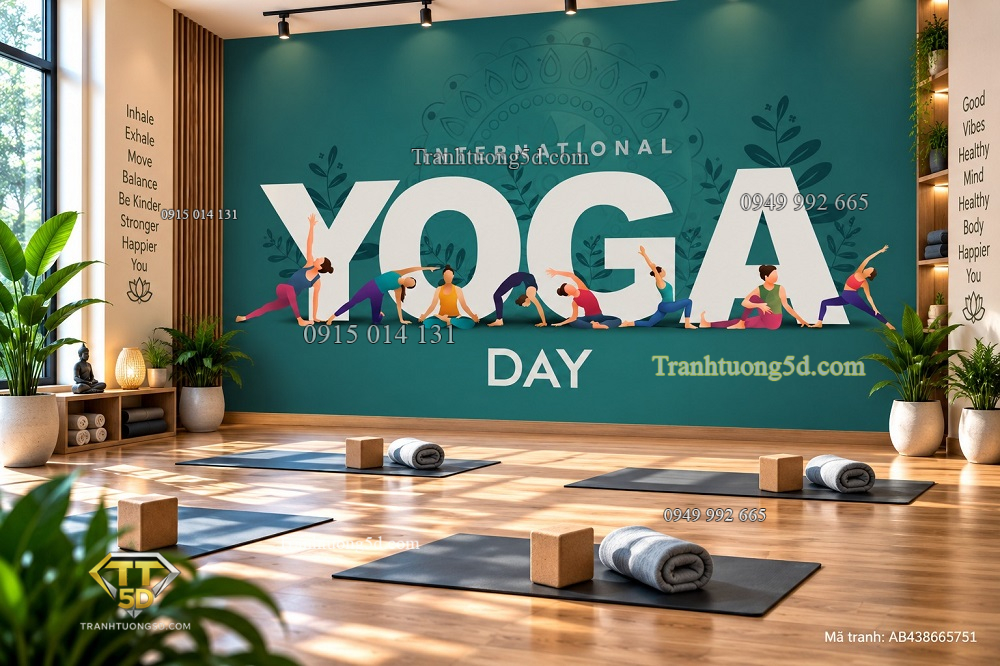 Tranh yoga dán tường international yoga day nhiều tư thế yoga phòng tập hiện đại ab438665751