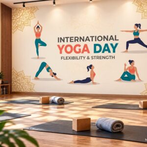 Tranh yoga dán tường international yoga day nhiều tư thế yoga phòng tập yoga ab2038229254