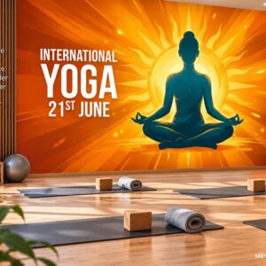 Tranh yoga dán tường international yoga day thiền định năng lượng mặt trời phòng tập yoga ab2020704629