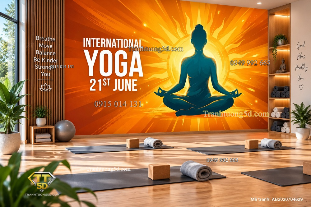 Tranh yoga dán tường international yoga day thiền định năng lượng mặt trời phòng tập yoga ab2020704629