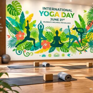Tranh yoga dán tường international yoga day thiên nhiên nhiệt đới nhiều tư thế yoga ab2040997940