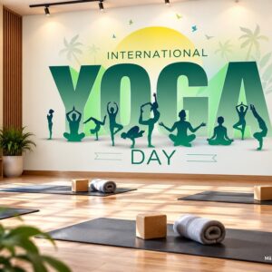 Tranh yoga dán tường phòng tập yoga hình người thiền định kết hợp thiên nhiên ab824522590