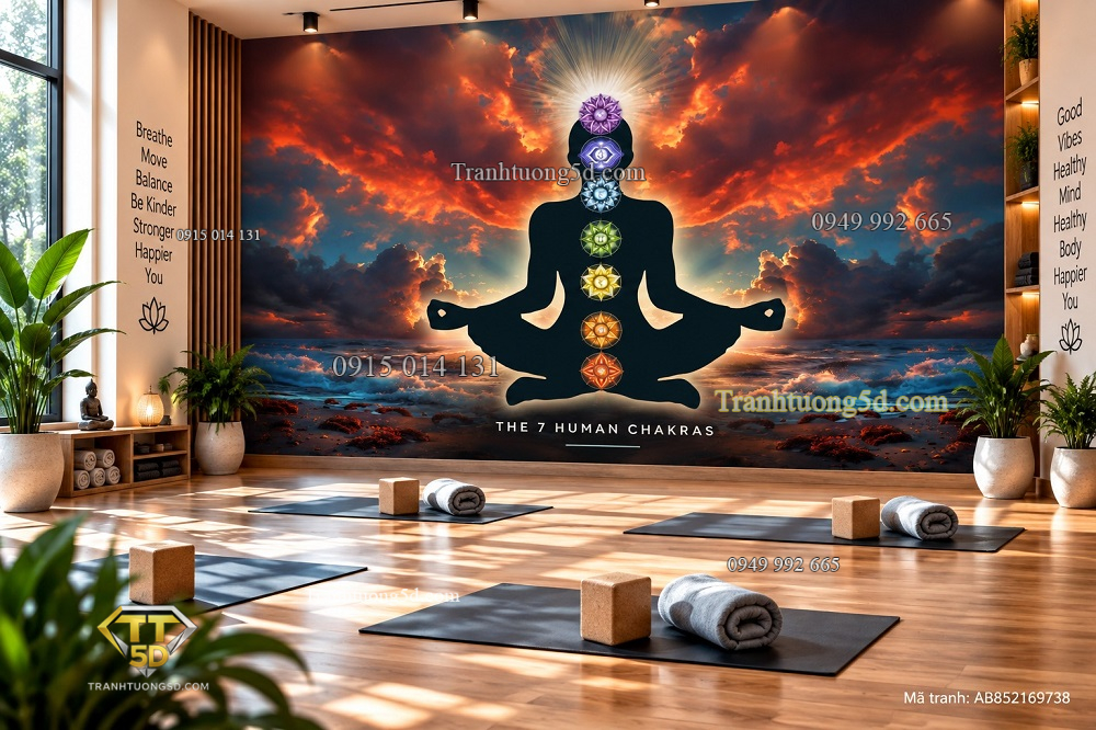 Tranh yoga dán tường thiền định 7 luân xa năng lượng tâm linh ab852169738