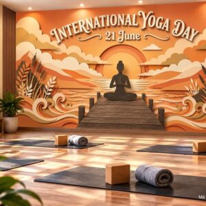 Tranh yoga dán tường thiền định bên hồ hoàng hôn phong cách nghệ thuật ab2045151404
