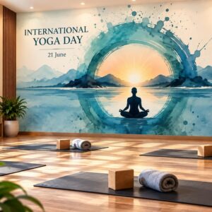 Tranh yoga dán tường thiền định trên mặt nước bình minh hoàng hôn phòng tập yoga ab2020316472