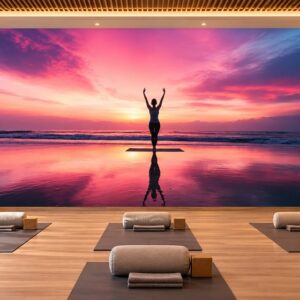 Tranh dán tường cảnh biển phòng tập yoga ab1031942183