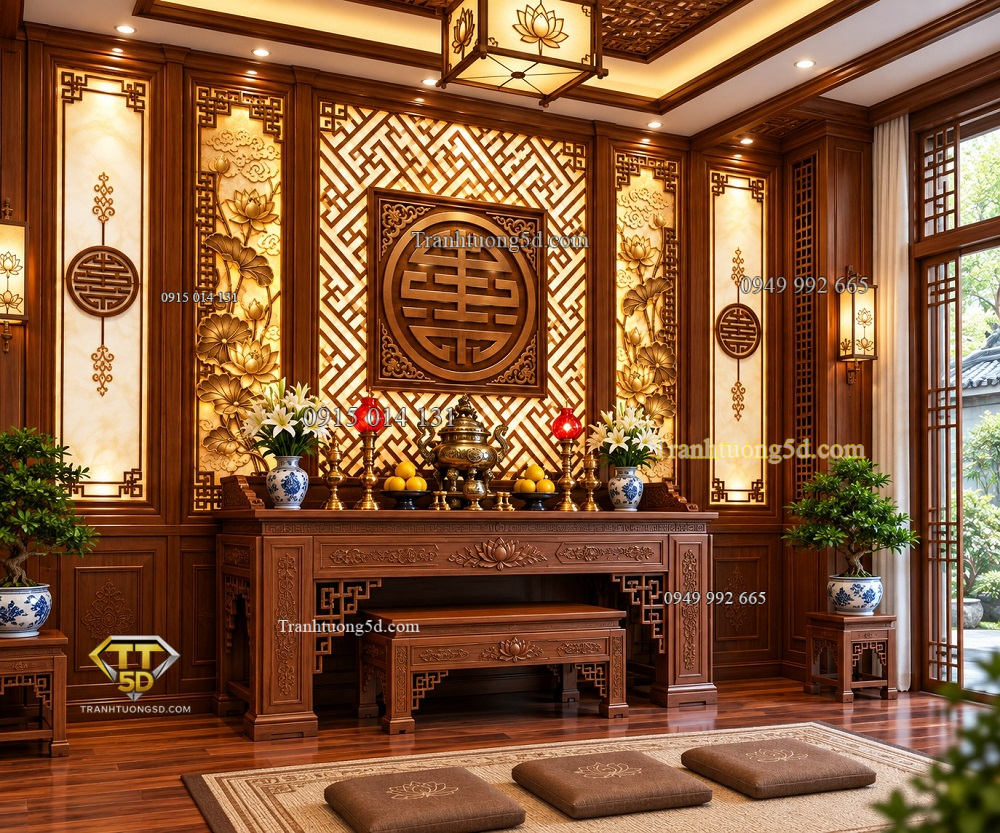 Tranh dán tường phòng thờ chữ thọ hoa sen phong cách truyền thống pt24920261 Tranh dán tường phòng thờ chữ thọ hoa sen phong cách truyền thống pt24920261